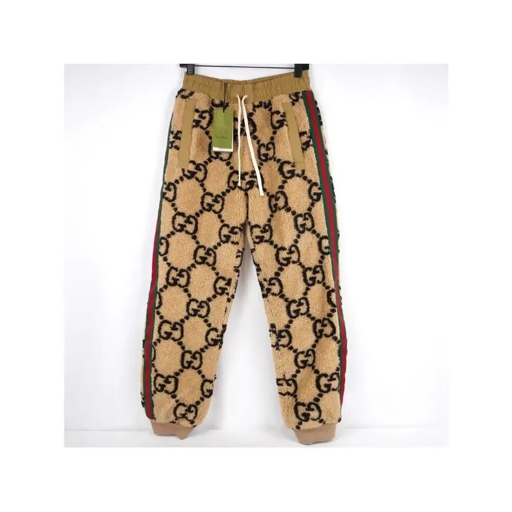 Men's Gucci GG jacquard wool blend fleece jogging pants size large made in Italy